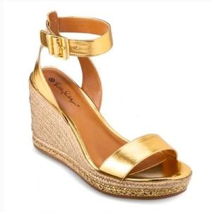 Lilly Pulitzer for Target Wedges gold rope espadrilles platform size 8.5